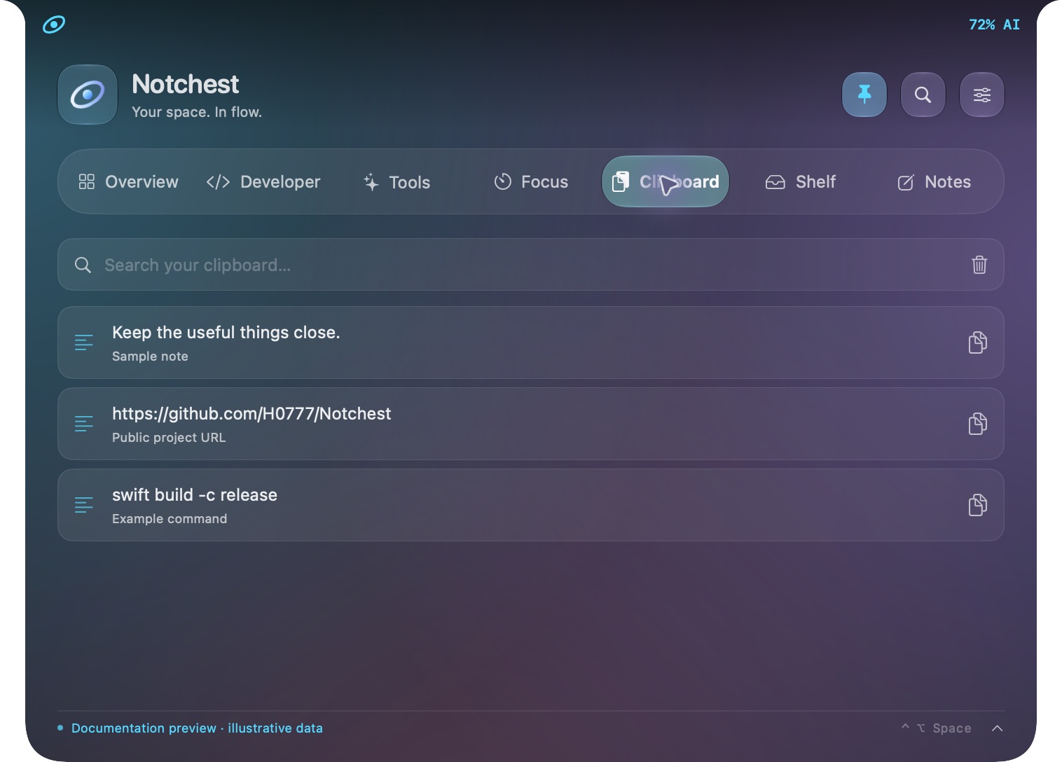 Actual Notchest interface: Keep the good bits
